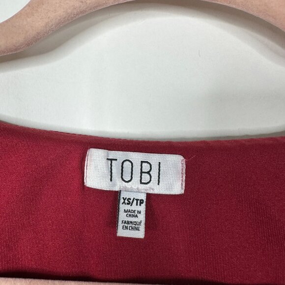 2/$30 Tobi Notched Long Sleeve Crop Top Wine XS #A0347 TRB2 - Picture 6 of 8
